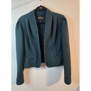 Geiger‎ Wool Blazer Jacket Women Size EU 40 US XL Green With Pockets *FLAW